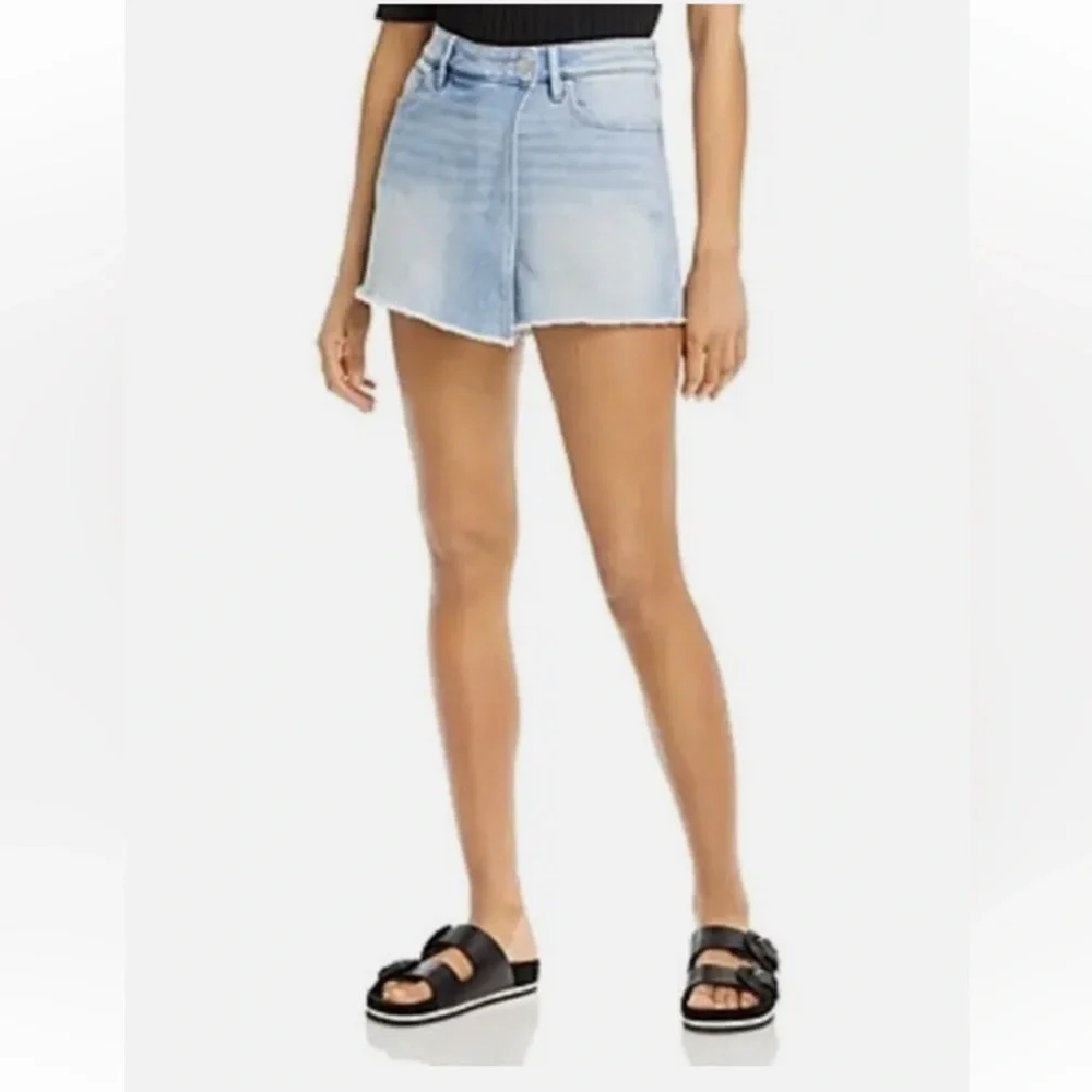 Aqua Denim Mini Skort Light Wash Faux Wrap Shorts Size 26